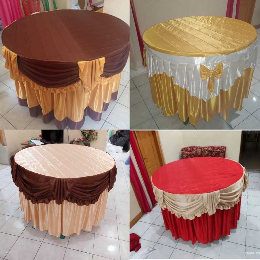 COVER MEJA BULAT RUMBAI PONI/TAPLAK MEJA BULAT PRASMANAN