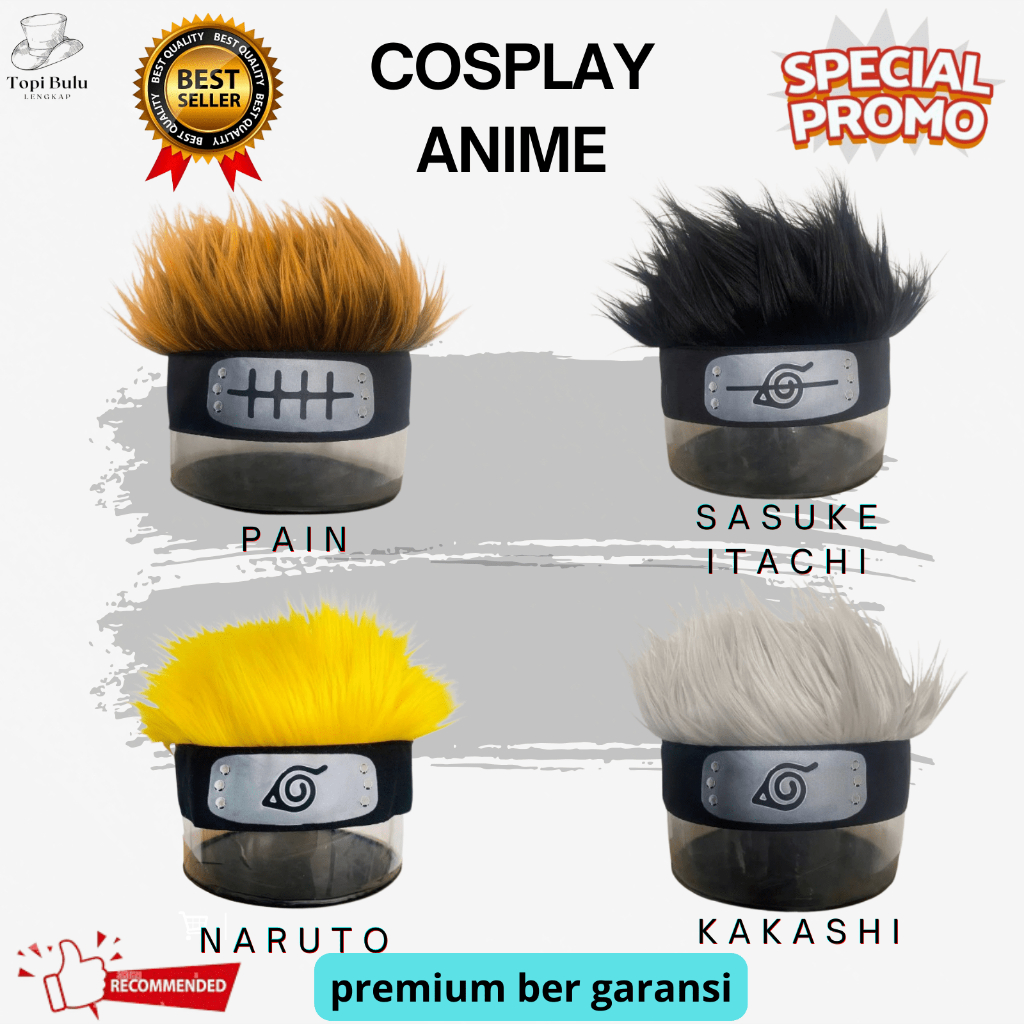 kakashi cosplay premium kakashi costume / wig naruto rambut palsu
