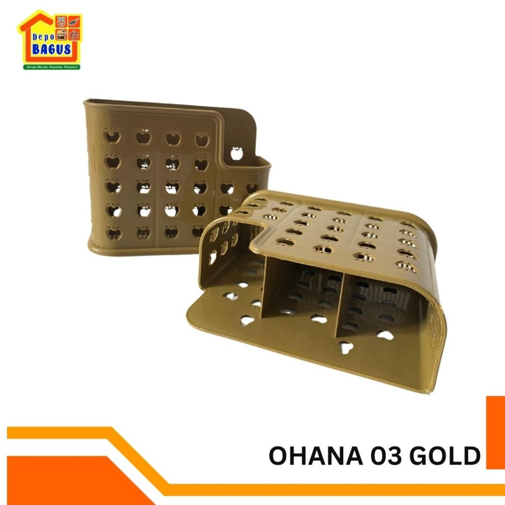 Tempat Sendok Ohana 03, Tempat Sendok Warna Gold, Tempat Sendok Plastik