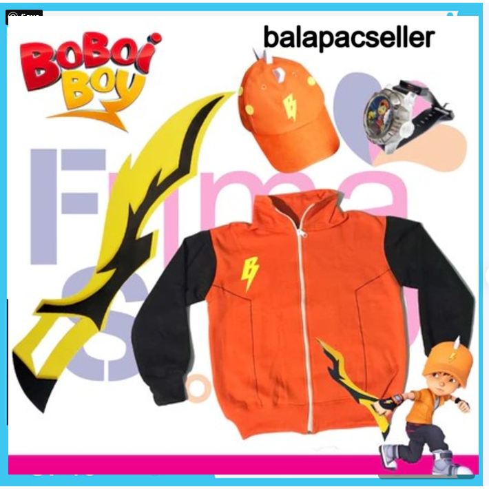 BOBOIBOY GALAXY PAKET TOPI + JAM TANGAN + PEDANG MAINAN 1 + JAKET