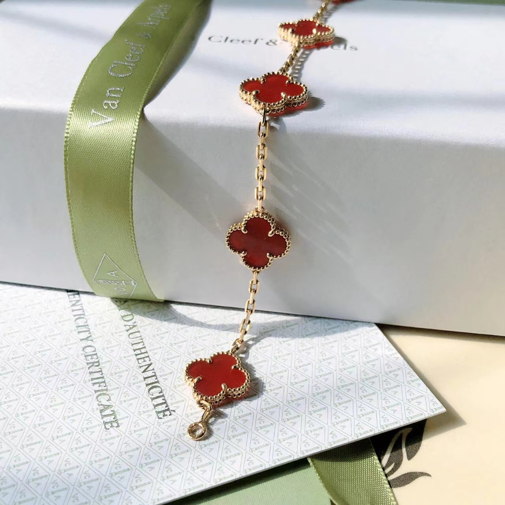 RB [18K emas asli]Gelang wanita Van Cleef & Arpels semanggi berdaun empat/emas 18K/tidak memudar