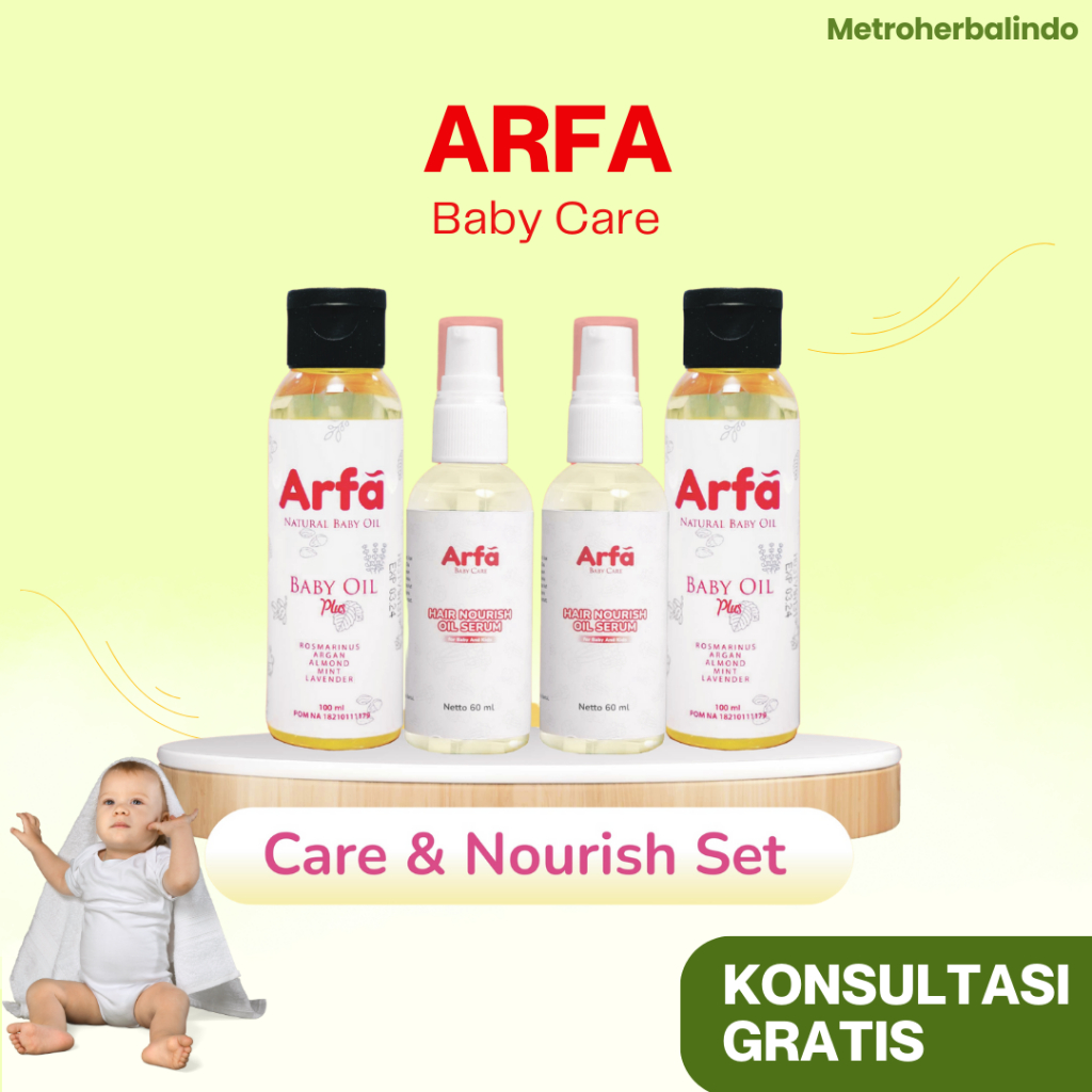 ARFA CARE & NOURISH SET - 2 Botol Arfa baby Hair Serum + 2 Botol Arfa Baby Oil