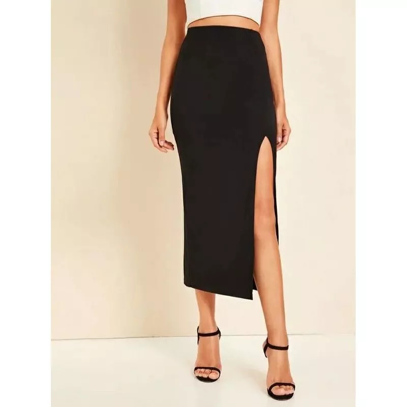 Premium Rok Span Belah Samping 7/8 Bahan Rajut Gaya Korea
