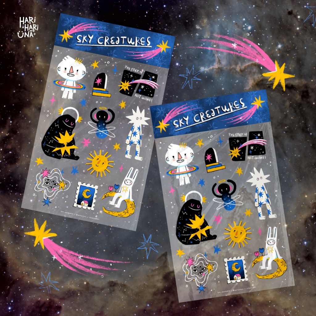 

[Hari Hari Una] Sky Creatures - Transparent Sticker Sheet