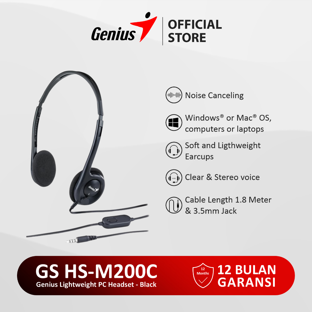 Genius HS-M200C Headset Gaming Headphone PC Smartphone With Microphone