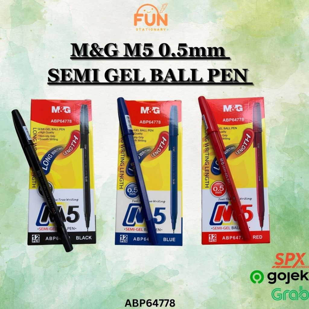 

M&G M5 0.5mm SEMI GEL BALL PEN (BLUE,BLACK,RED)
