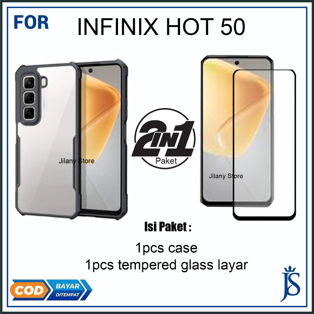 Paket 2IN1 Case Xundd Dan Tempered Glass Pelindung Layar Infinix Hot 50 4G/5G Smart 9 Full Cover