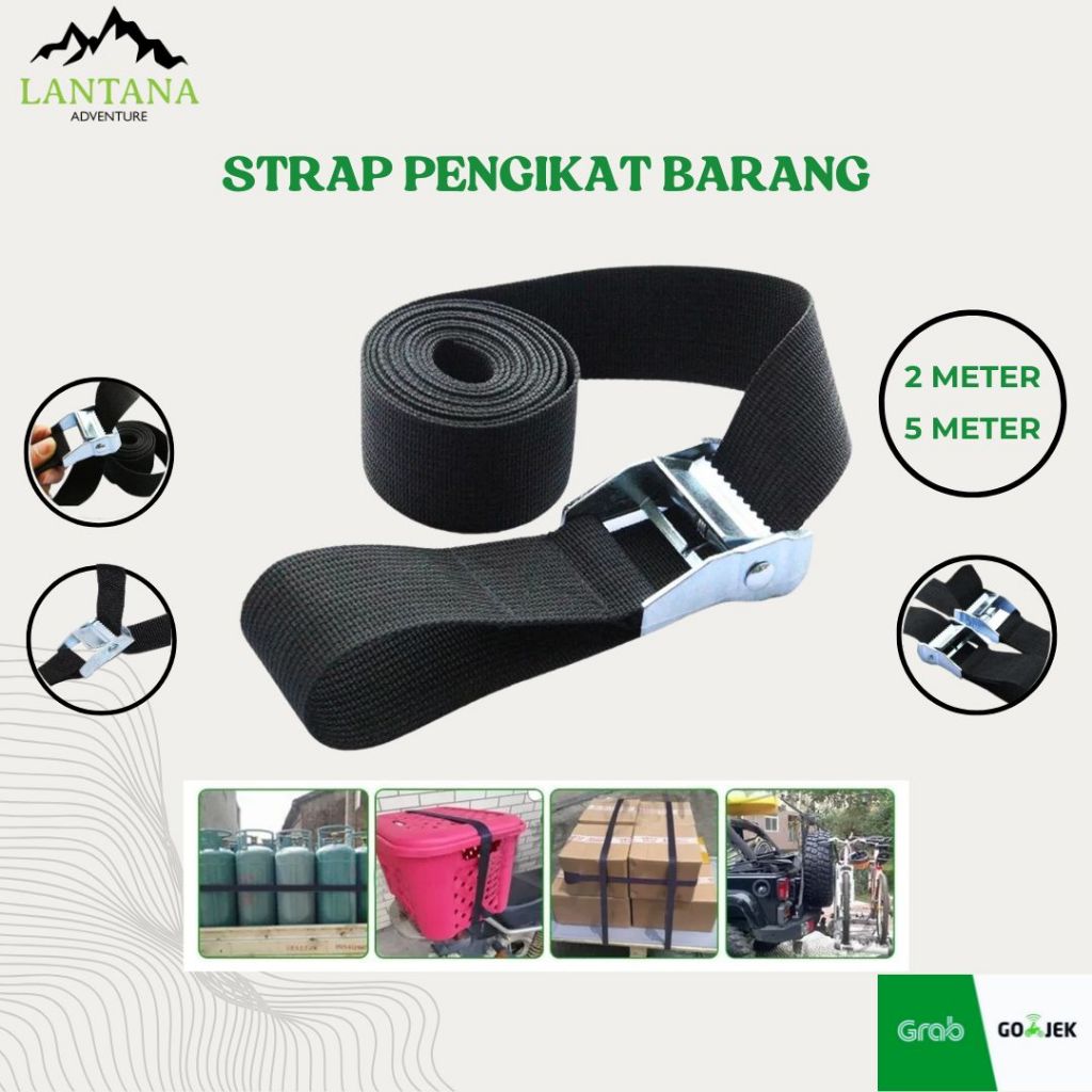 Tali Strap Pengikat Barang Sabuk Cargo Belt Rope 5M - Tali Pengikat Barang Motor Mobil