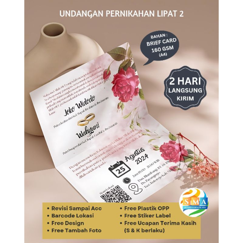 Undangan pernikahan wedding invitation simple minimalis elegan modern ngunduh mantu proses cepat har