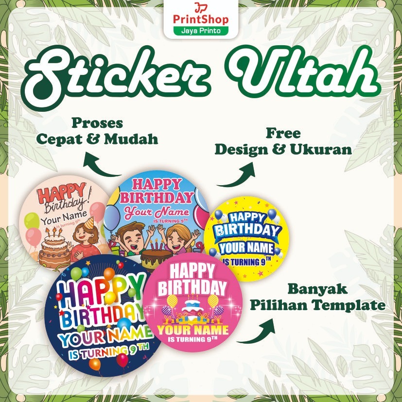 STIKER ULANG TAHUN ANAK BULAT BONTAK / STIKER ULTAH MURAH / FREE DESIGN TEMPLATE / BIRTHDAY STIKER