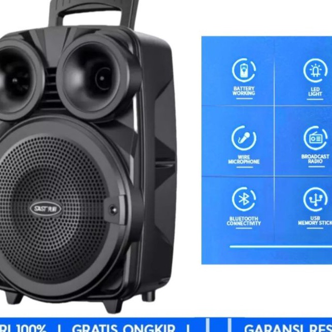 Extra Speaker Bluetooth Karaoke Free Mic 65inch Fleco F3381 Salon Aktif Poble Radio Fm Mp3 Bass Spea