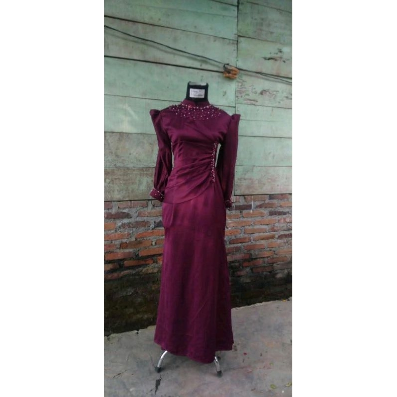 Dress kondangan FullPayet|DressSatinTebelAdemPremium