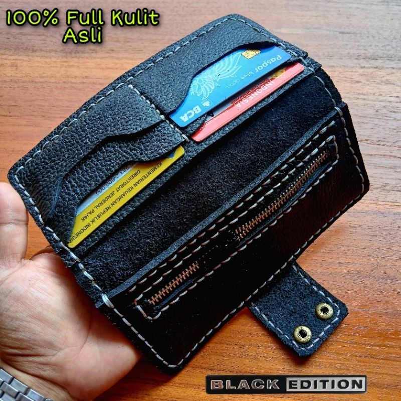 Dompet lipat panjang simple pria wanita original 100% kulit asli