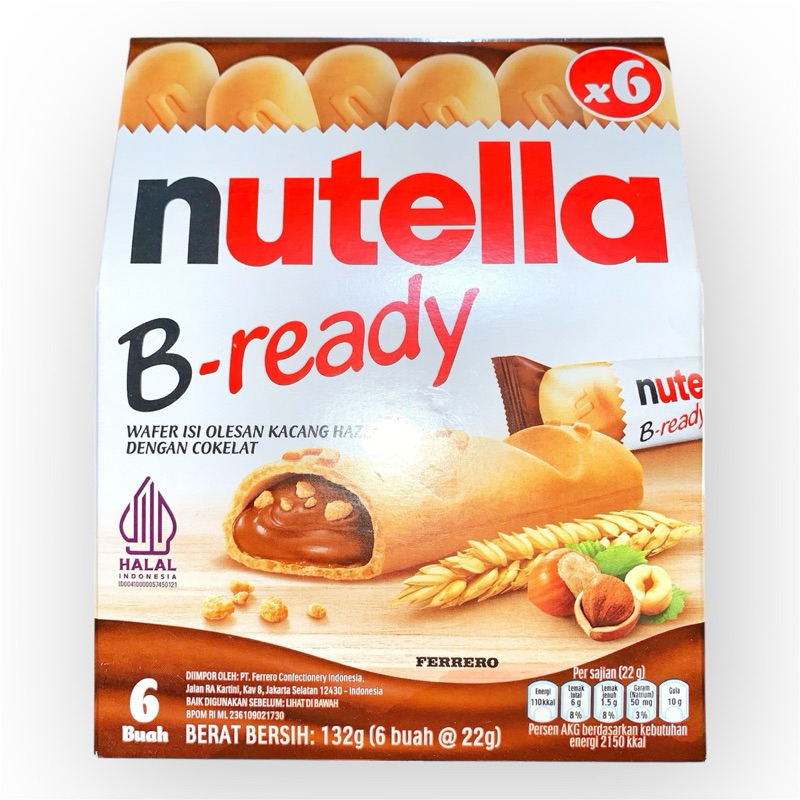

Nutella B-Ready | Wafer Isi Olesan Kacang Hazel Dengan Coklat (isi 6pcs) EXP AGUSTUS 2025