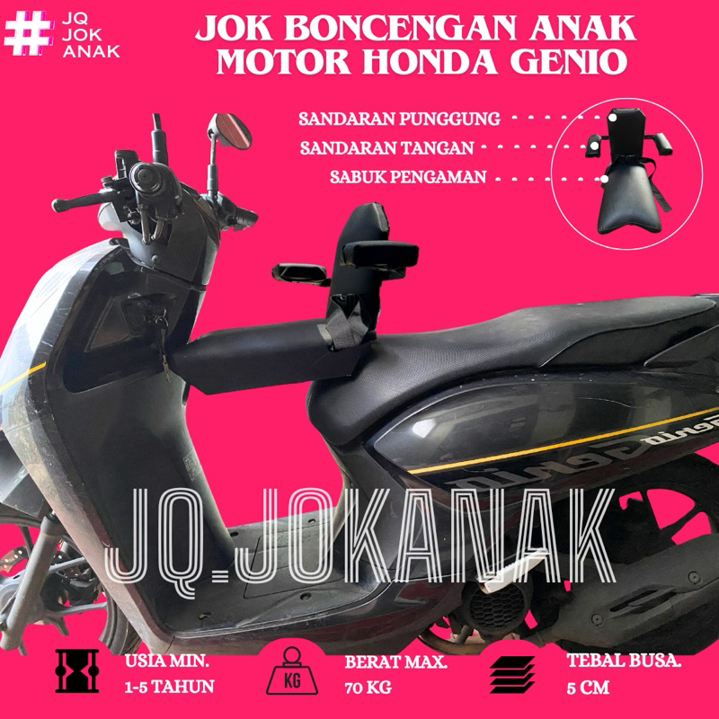 Jok Boncengan Anak Dengan Sandaran Motor HONDA GENIO Tambahan Jok Untuk Anak Motor GENIO Premium