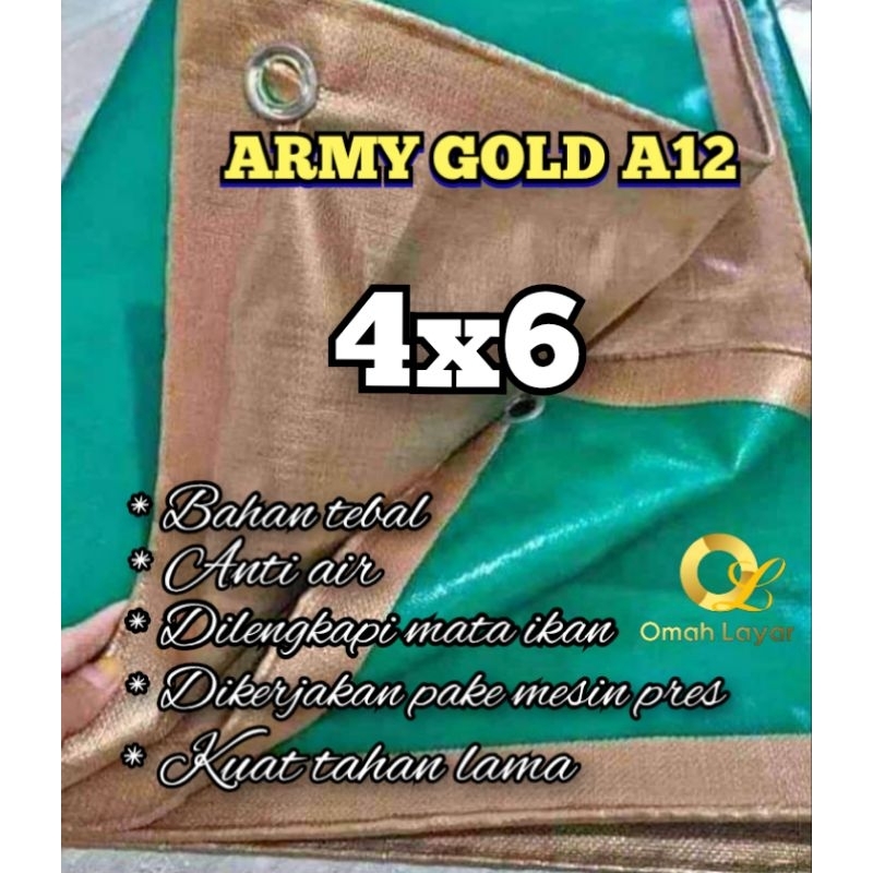terpal lembaran A12 army gold 4x6 terpal tenda truck