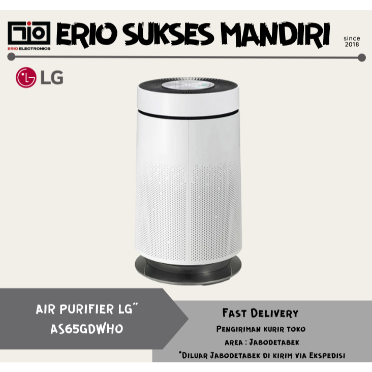 Purifier Udara LG AS65GDWH0 360°, Putih Salju, Kapasitas 61.2 m²