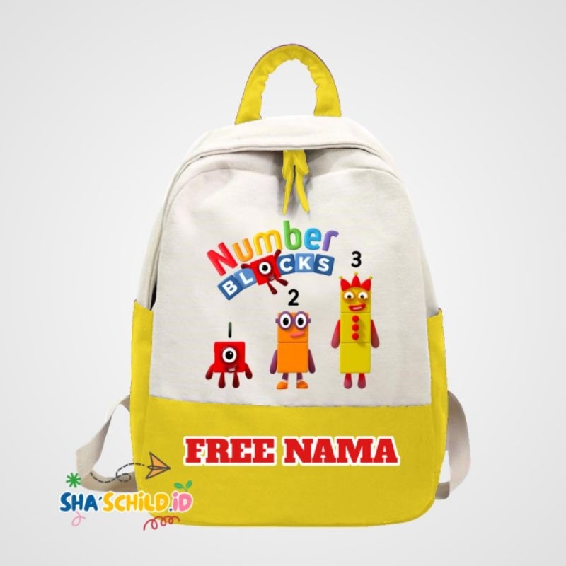 TAS RANSEL NUMBER BLOCKS ANAK / TAS CUSTOM NAMA