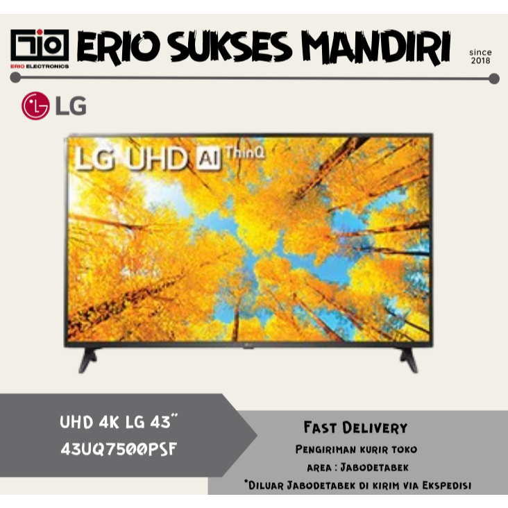 (KHUSUS LUAR KOTA) LG 43UQ7500PSF SMART TV 43 INCH LG 43UQ7500 UHD TV DIGITAL 4K LG TV 43