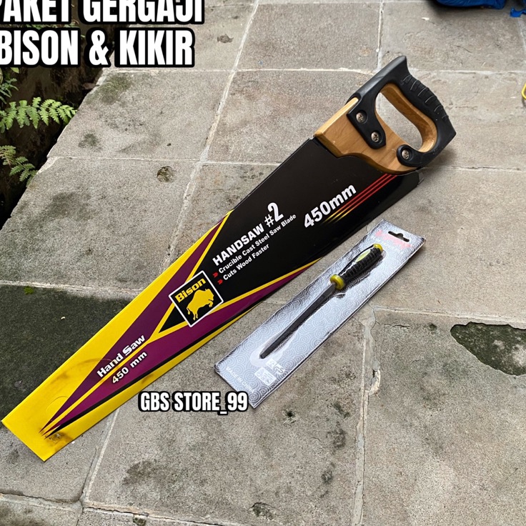 Paling Terjamin  Paket Gergaji Bison dan kikir VPR  Gergaji potong belah kayu bambu triplek super ta