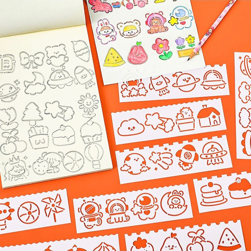 

CHILDREN STAMP DRAWING TEMPLATE & FINGER SMUDGE SPONGE DAUBER INKPAD TOOLS - ALAT STEMPEL