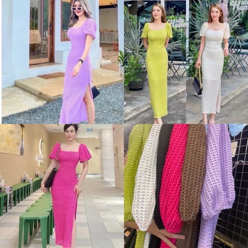 ZOIDI midi bodycon Dress Midi Bodycon Square Neck Lengan Pendek ZOIDI