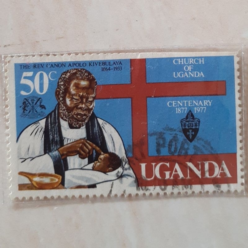 

Perangko Uganda Church of Uganda Centenary (Rev. Canon Apolo Kivebulaya Baptising a Child) Tahun 1977
