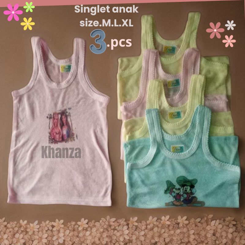 Singlet Anak Laki-laki Perempuan Kaos Dalam Anak isi. 3 pcs Singlet Anak Usia 3 sampai 9 tahun