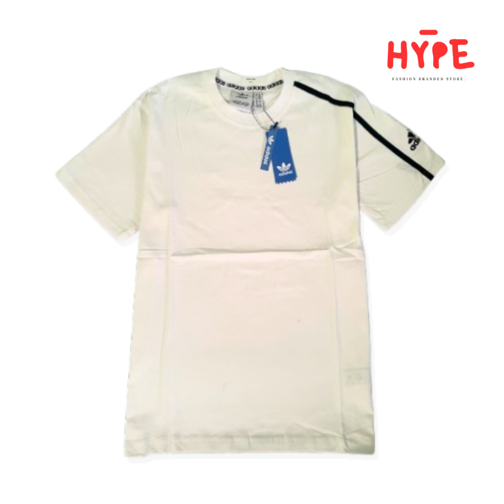 12.12 SPESIAL SALE ADIDAS - Kaos Adidas Putih 0924 Lengan Pendek Pria dan Wanita Cotton Combed 24S P