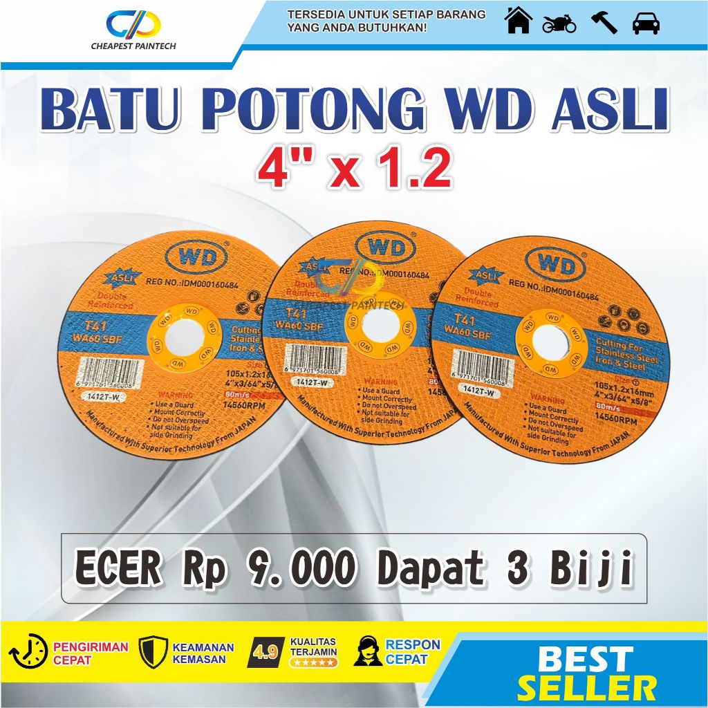 WD gerinda potong paket ecer 3 biji / batu gerinda potong WD / batu potong WD / WD 4