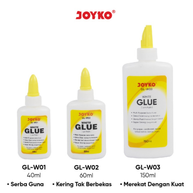 

( DAPAT 1 PCS ) LEM CAIR JOYKO GL-W01 / Liquid Glue Lem Putih Karton Kayu Kertas Joyko GL-W01 40ml