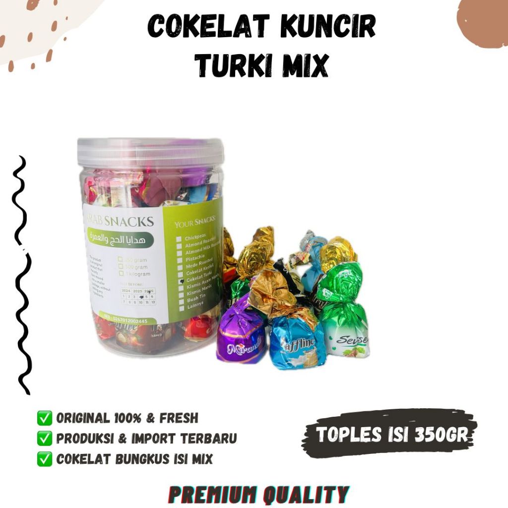 

COKLAT KUNCIR TURKI 350gr MIX Cokelat Turkey Chocolate Turky Turkiy Hadiah Cemilan Arab campur