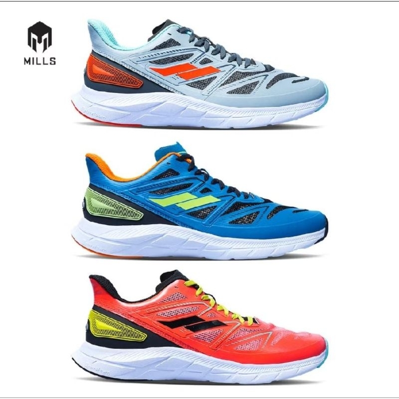 Mills –TREXIMO SAGA V2- RED FIESTA, PINEGREEN- Sepatu lari /Running /Trail Run / Basket /BTS Futsal 