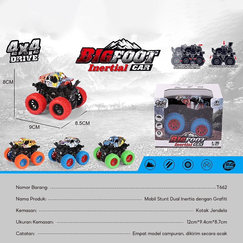 

OHSOME - Mainan Anak Mobil Monster Jeep Mobil Bangunan Off Road 1:36 4 Wheel 4x4 Drive 360 / Diecast