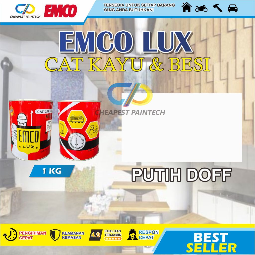 EMCO CAT KAYU DAN BESI 1 KG PUTIH DOFF