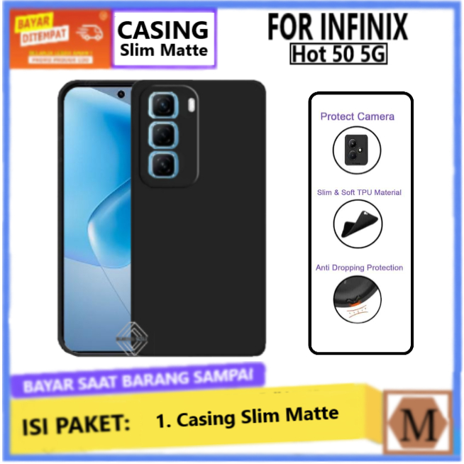 Case Slim Black Matte Infinix 50 5G Casing Protect Camera  Pelindung Belangang Full Cover