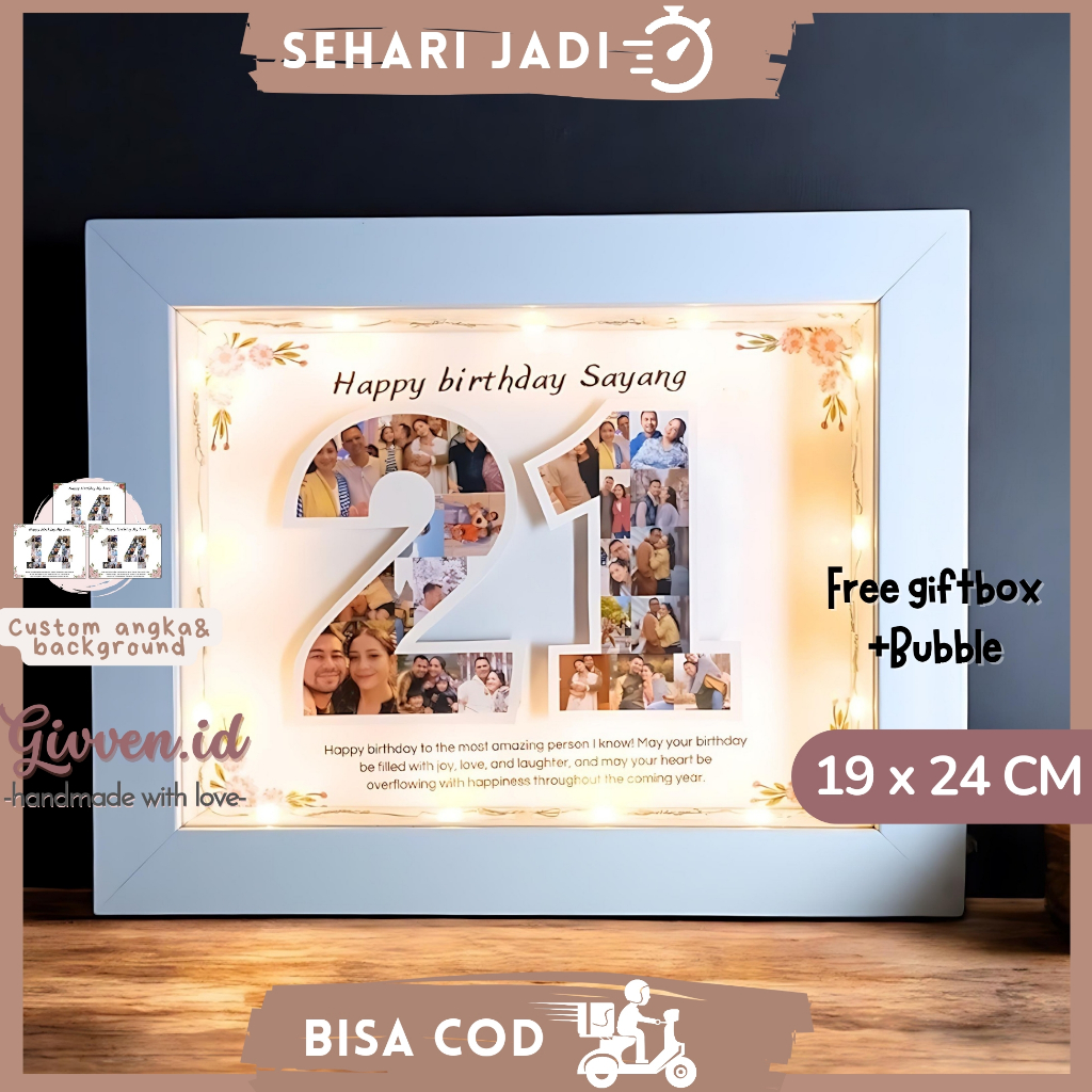 Frame 3D Model Angka Ukuran 6R kado ulang tahun, bingkai foto custom, kado anniversary, kado wedding