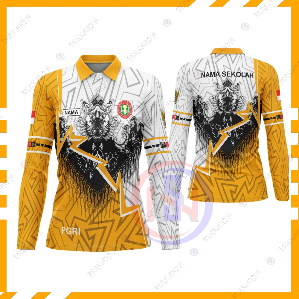 Kaos Baju PGRI Wanita / Baju Guru Batik PGRI Fullprint / Kaos Guru Berkerah
