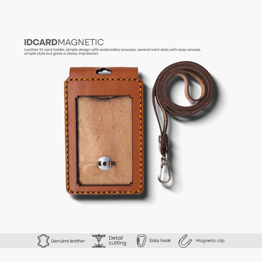 

WJ Leather - ID Card Holder Kulit Name Tag Flip Magnetic ID003