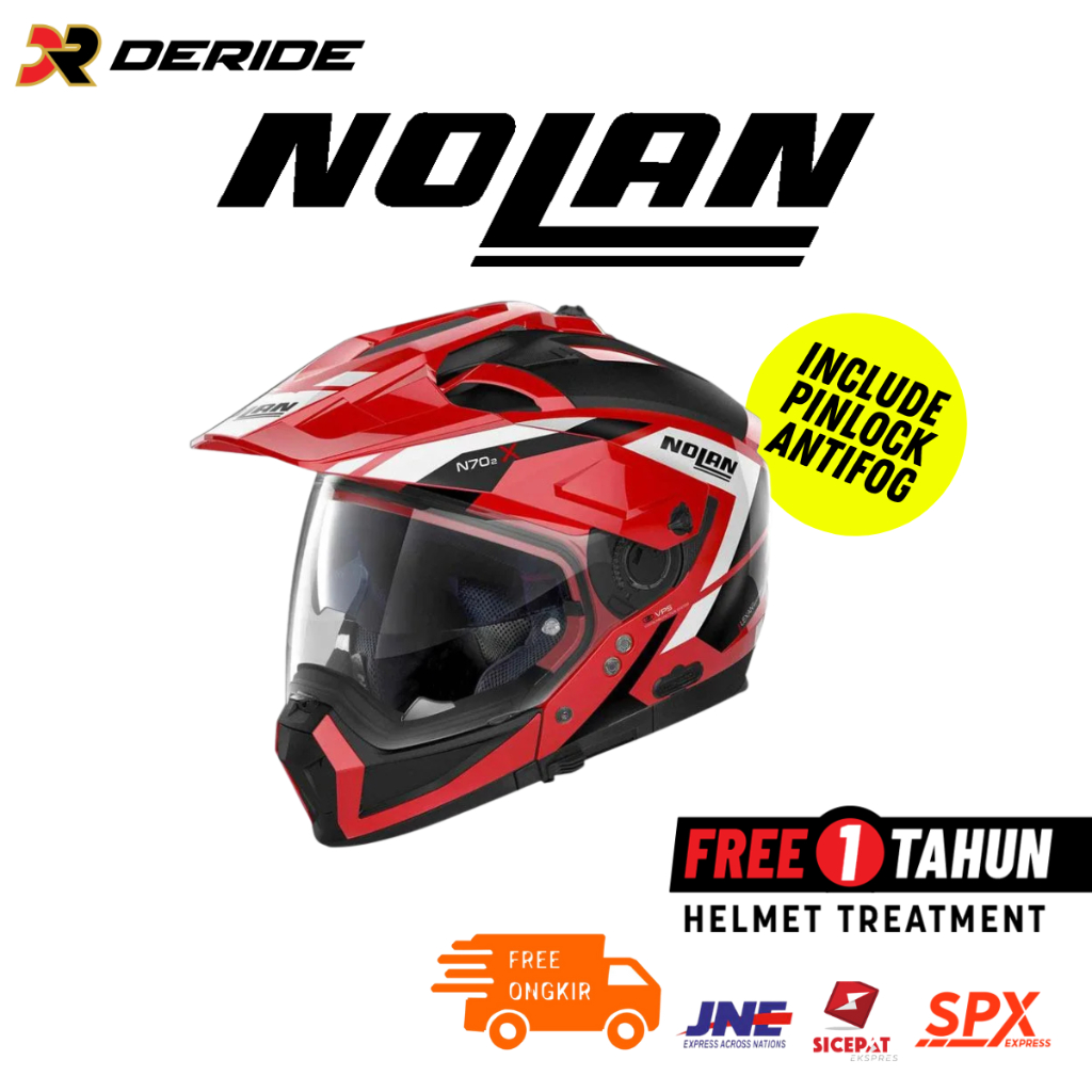 Nolan N70-2 X Grandes Alpes N-Com 028 Corsa Red Modular Crossover SNI Original