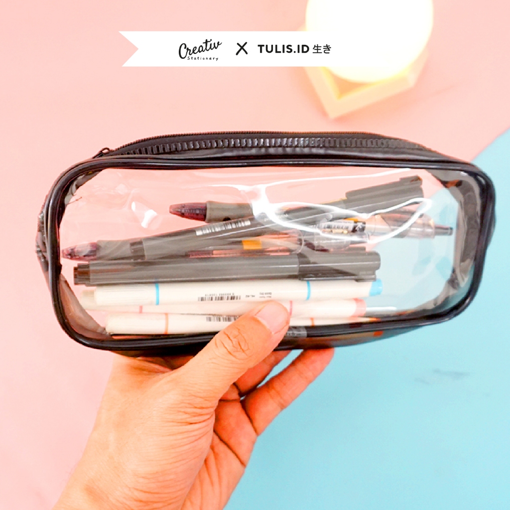 

[TULIS.ID IKI 生き] Transparent Pencil Case Tempat Pensil Wadah Makeup Pouch