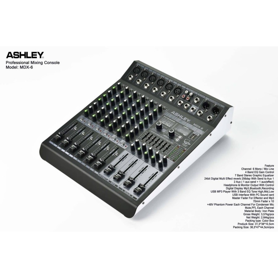 Mixer Ashley MDX6 Mikser Audio 6 Chanel Komplit 199 Dsp Edit A B Original