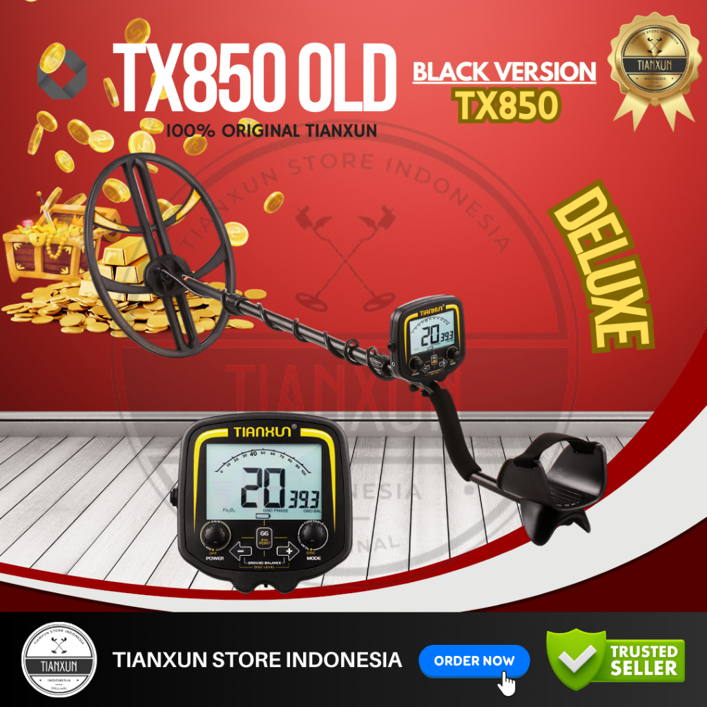 ORIGINAL TIANXUN  TX850 OLD BLACK DELUXE COIL 15" INCH METAL DETECTOR TX850 UNDERGROUND ALAT PENCARI
