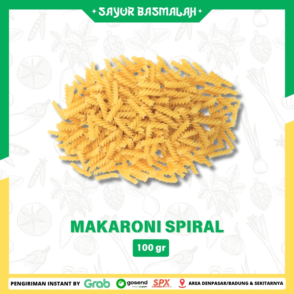 

Makaroni Spiral 100gr - Sayur Basmalah