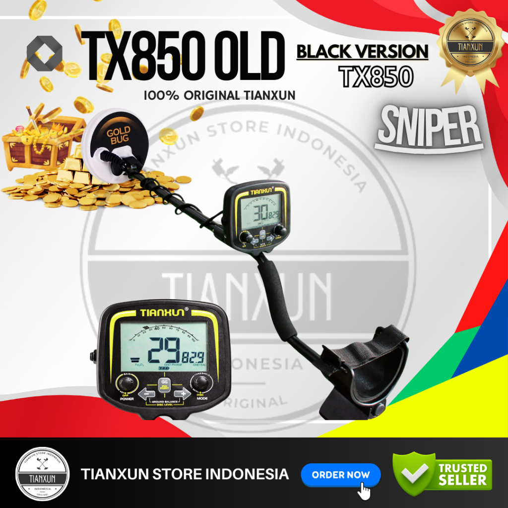 ORIGINAL TIANXUN  TX850 OLD BLACK SNIPER COIL 5" INCH METAL DETECTOR TX850 UNDERGROUND ALAT PENCARI 