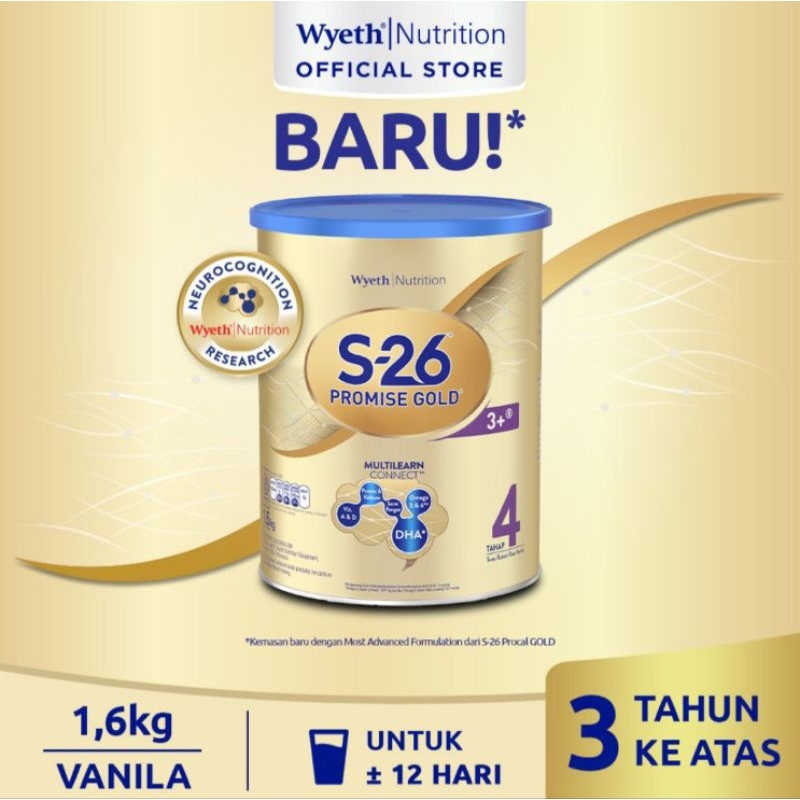

S-26 Promise Gold Tahap 4 Susu Pertumbuhan Anak 3-12 Tahun Vanila 1.6 kg