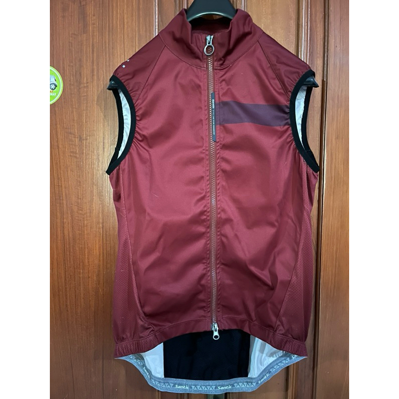 USED Santic gilet, vest, rompi roadbike, original, preloved, second but ok , red maroon burgundy, me