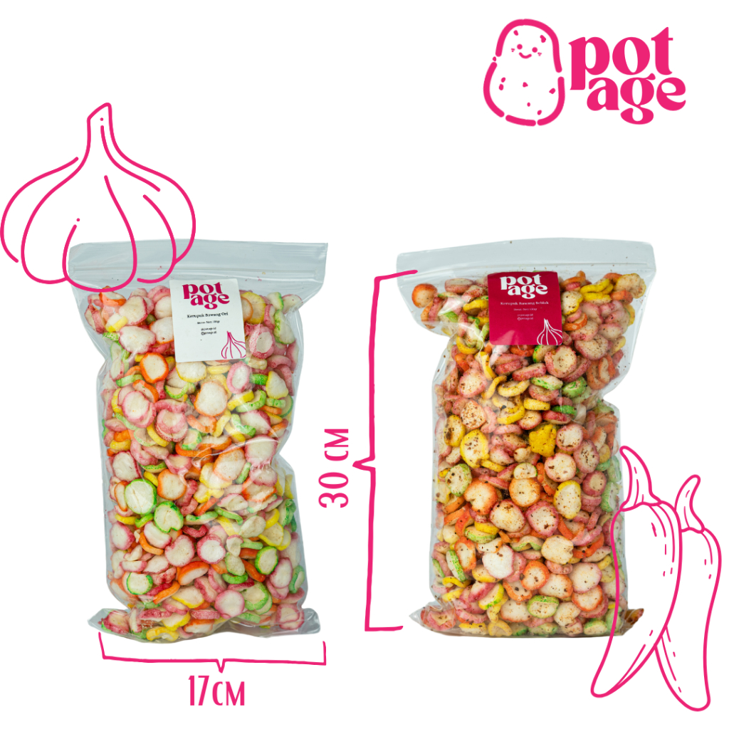 

Potage.id | Kerupuk Bawang Mini | Kerupuk Seblak Daun Jeruk Berat Nett 150gr Ukuran 17x30 cm Camilan Snack