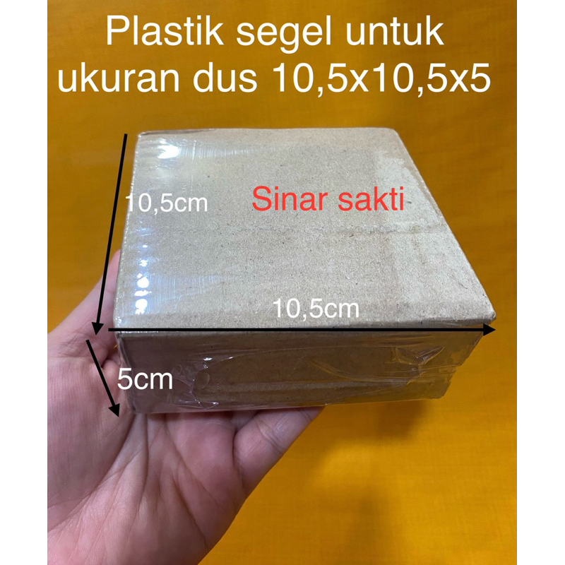

plastik segel dus uk 10,5x10,5x5 segel plastik shrink (isi50lembar )