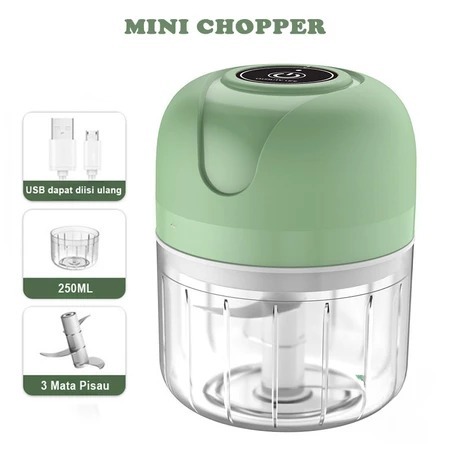 

✨HPS✨ Mini Chopper MIKEN Blender elektrik / Portable Gilingan Mini Bumbu dan Daging dengan USB Rechargeable 250ml
